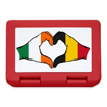 Irland Belgien Herzform mit Hände - Brotdose - Rot - Vorne