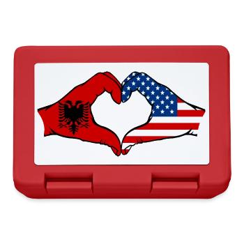 Albania USA heart shape with hands - Lunchbox - red - Front