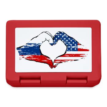 Forme de coeur Russie USA avec mains utilisées - Boîte à goûter - rouge - Devant
