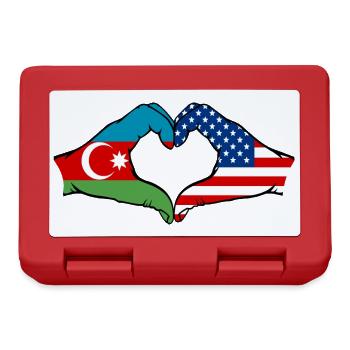 Azerbaijan USA Heart Shape with Hands - Lunchbox - red - Front
