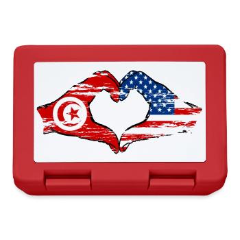 Tunisia USA heart shape with hands used - Lunchbox - red - Front