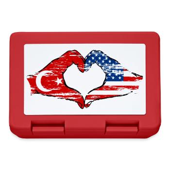 Forme de coeur Türkiye USA avec mains utilisées - Boîte à goûter - rouge - Devant