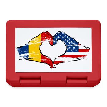 Romania USA heart shape with hands used - Lunchbox - red - Front
