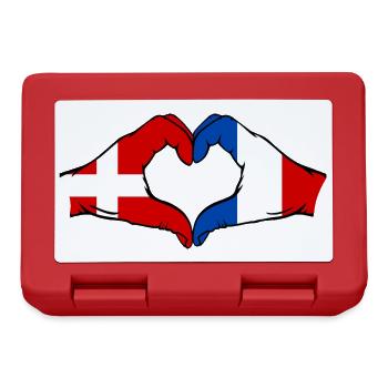 Denmark France Heart Shape with Hands - Lunchbox - red - Front