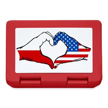 Poland USA Heart Shape with Hands - Lunchbox - red - Front