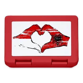 Indonésie Albanie forme de coeur avec des mains utilisées - Boîte à goûter - rouge - Devant