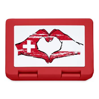 Switzerland Austria Flag Hands Heart shape used - Lunchbox - red - Front