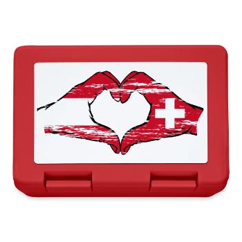 Austria Switzerland Flag Hands Heart Shape Used - Lunchbox - red - Front