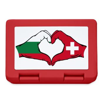 Bulgaria Switzerland Flag Hands Heart Shape - Lunchbox - red - Front