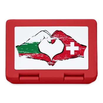 Bulgarie Suisse Drapeau Mains Coeur Forme Utilisé - Boîte à goûter - rouge - Devant