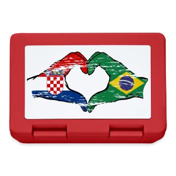 Croatie Brésil Drapeau Mains Coeur Forme Utilisé - Boîte à goûter - rouge - Devant