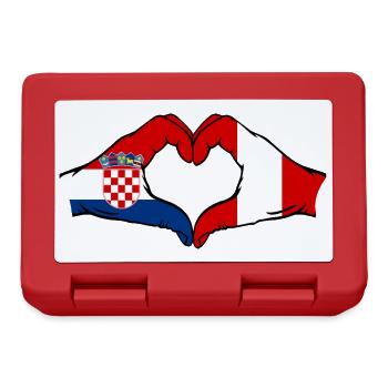 Kroatien Peru Flagge Hände Herzform - Brotdose - Rot - Vorne