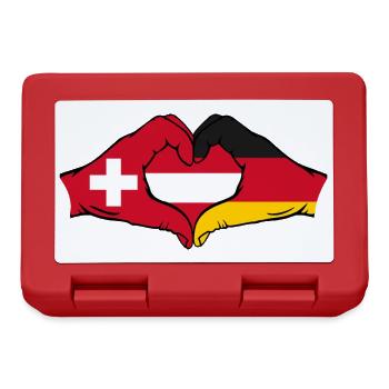 Switzerland Germany Austria Flag Hands Heart - Lunchbox - red - Front