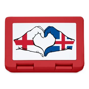 Angleterre Islande Drapeau Mains Coeur Forme Coeur - Boîte à goûter - rouge - Devant