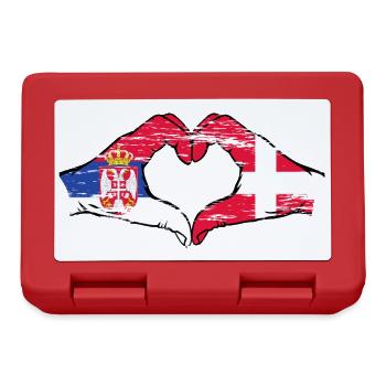 Serbie Danemark drapeau mains coeur forme utilisé - Boîte à goûter - rouge - Devant