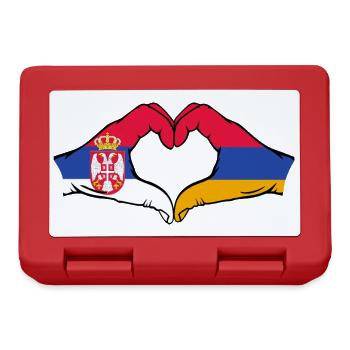 Serbie Arménie Drapeau Mains Coeur - Boîte à goûter - rouge - Devant