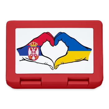 Serbia Ukraine Flag Hands Heart Shape - Lunchbox - red - Front