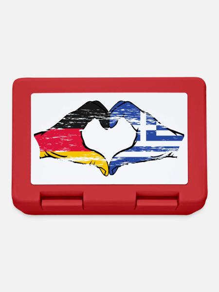 Deutschland Griechenland Flagge Hände Herz used - Brotdose - Rot
