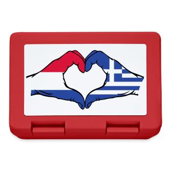 Holland Greece Flag Hands Heart Shape - Lunchbox - red - Front