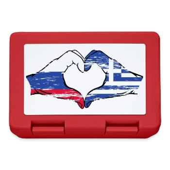 Russia Greece Flag Hands Heart Shape Used - Lunchbox - red - Front