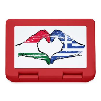 Hungary Greece Flag Hands Heart Shape Used - Lunchbox - red - Front