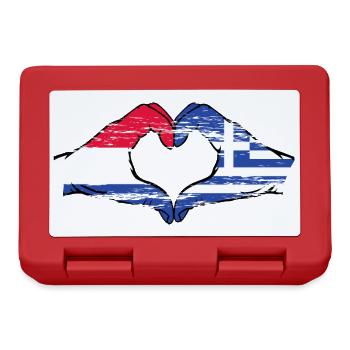 Hollande Grèce Drapeau Mains Coeur Forme Utilisé - Boîte à goûter - rouge - Devant