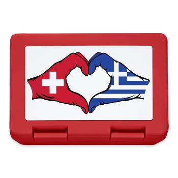 Switzerland Greece Flag Hands Heart Shape - Lunchbox - red - Front