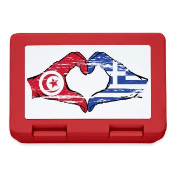 Tunisie Grèce drapeau mains forme coeur utilisé - Boîte à goûter - rouge - Devant