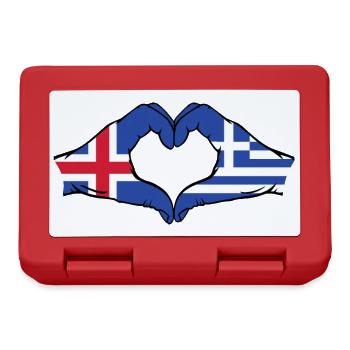 Iceland Greece Flag Hands Heart Shape - Lunchbox - red - Front