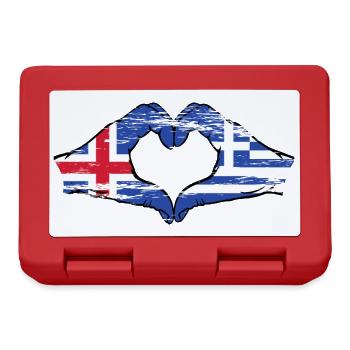 Iceland Greece Flag Hands Heart Shape Used - Lunchbox - red - Front