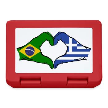 Brésil Grèce Drapeau Mains Coeur Forme - Boîte à goûter - rouge - Devant