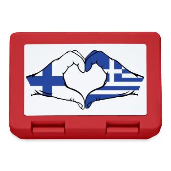 Finlande Grèce Drapeau Mains Coeur Forme - Boîte à goûter - rouge - Devant