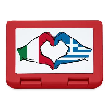 Italy Greece Flag Hands Heart Shape - Lunchbox - red - Front