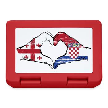 Georgien Kroatien Flagge Hände Herzform used - Brotdose - Rot - Vorne