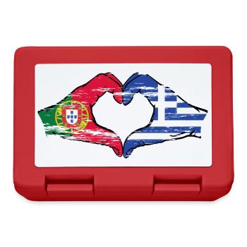 Portugal Greece Flag Hands Heart Shape Used - Lunchbox - red - Front