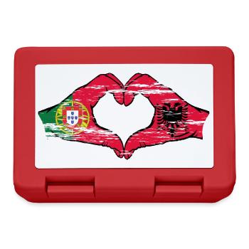 Portugal Albanie Drapeau Mains Coeur Forme Utilisé - Boîte à goûter - rouge - Devant