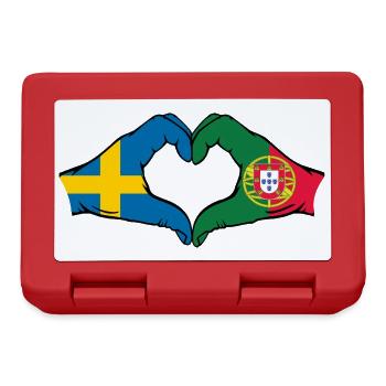 Sweden Portugal Flag Hands Heart Shape - Lunchbox - red - Front