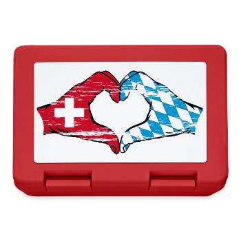 Suisse Bavière Drapeau Mains Coeur Forme Coeur Utilisé - Boîte à goûter - rouge - Devant