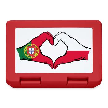 Portugal Polen Flagge Herzform - Brotdose - Rot - Vorne