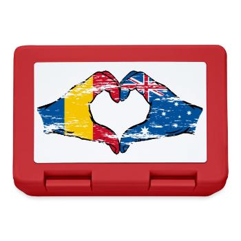 Roumanie Australie Drapeau Coeur Forme Utilisé - Boîte à goûter - rouge - Devant