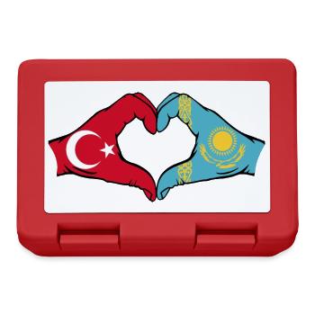 Turquie Kazakhstan Drapeau Mains Coeur Forme - Boîte à goûter - rouge - Devant