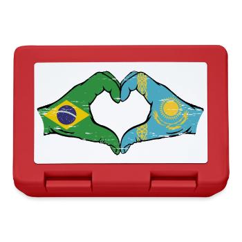Brésil Kazakhstan drapeau mains forme de coeur utilisé - Boîte à goûter - rouge - Devant