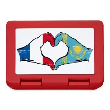Frankreich Kasachstan Flagge Hände Herzform used - Brotdose - Rot - Vorne