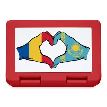 Roumanie Kazakhstan Drapeau Mains Coeur Forme - Boîte à goûter - rouge - Devant