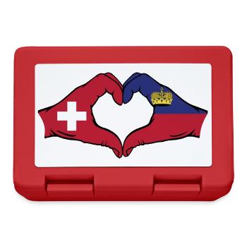 Schweiz Liechtenstein Flagge Hände Herzform - Brotdose - Rot - Vorne