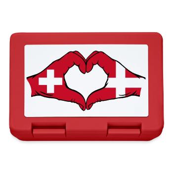 Schweiz Dänemark Flagge Hände Herzform - Brotdose - Rot - Vorne