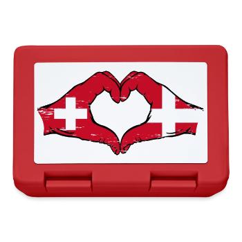 Suisse Danemark drapeau mains coeur forme utilisé - Boîte à goûter - rouge - Devant
