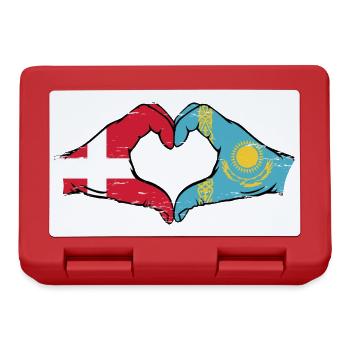 Dänemark Kasachstan Flagge Hände Herzform used - Brotdose - Rot - Vorne