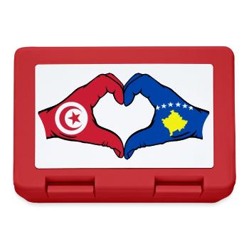 Tunisie Kosovo Drapeau Mains Coeur Forme - Boîte à goûter - rouge - Devant