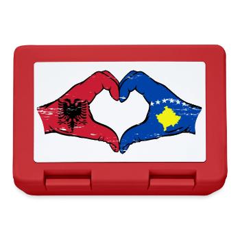 Albanien Kosovo Flagge Hände Herzform used - Brotdose - Rot - Vorne